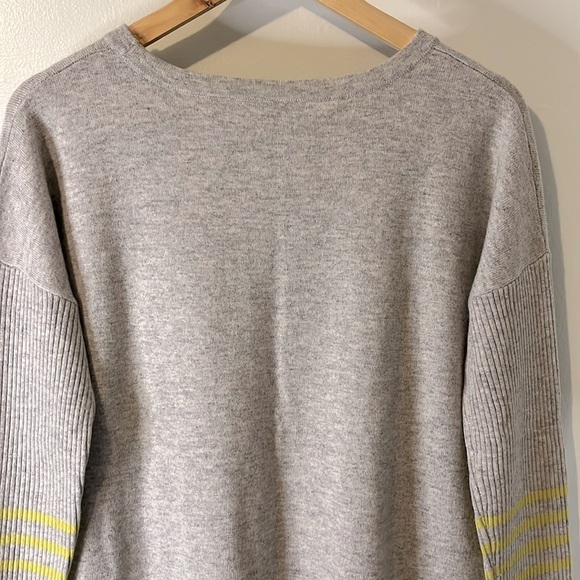 Pure Collection Scoop Neck 3/4 Sleeve Gray Lime Green Wool Cashmere Sweater Sz 6 - Picture 7 of 9